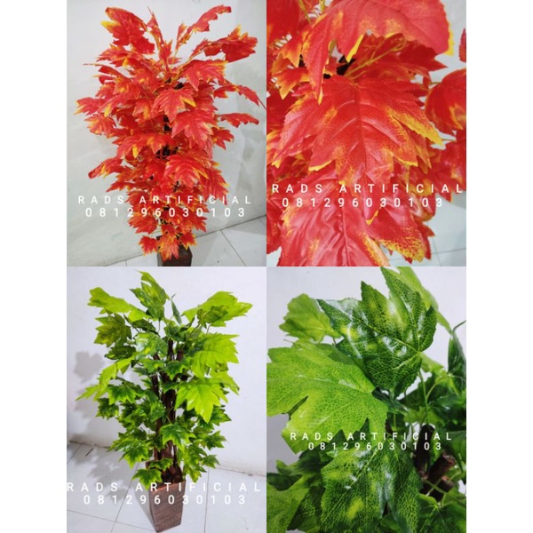 Pohon hias maple daun premium / pohon maple artificial / maple hijau/orange/putih/gold/ pohon hias p