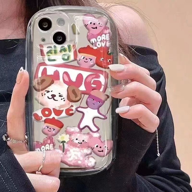 IPHONE Casing Ponsel Tahan Guncangan Anjing Lucu Kompatibel Untuk Iphone14 13 12 11 Pro XS Max X XR 8 +7Plus Casing Transparan Lembut TPU Silicone Cover