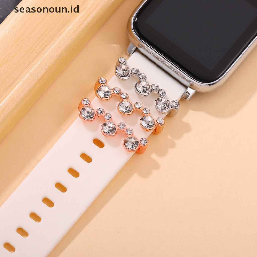 Seasonoun Gelang Jam Hias Charm Kartun Pesona Bulat Untuk Gelang Aksesoris Silikon.