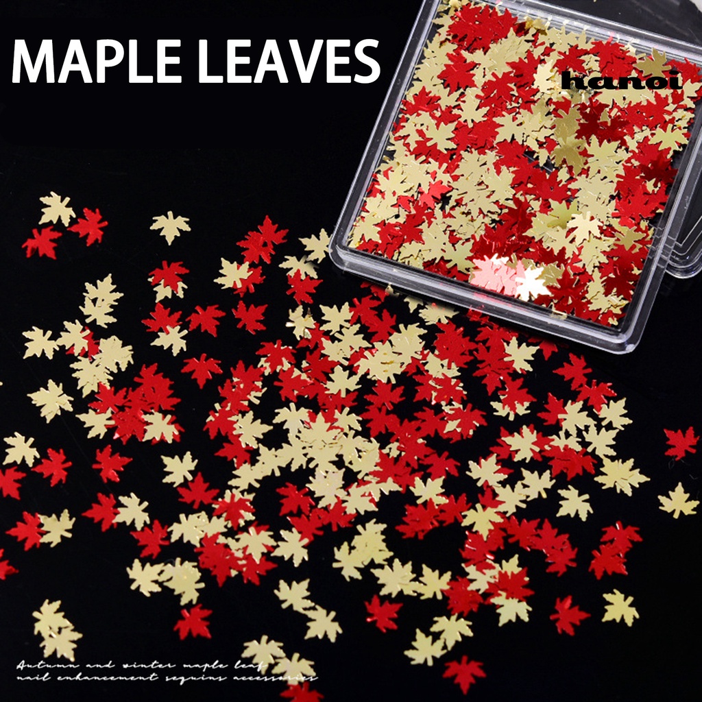 Hi 1kotak Paku Payet Super Tipis Mini Multi-Warna Aneka Halus DIY Nail Art Sparkling Maple Leaf Manicure Glitters Dekorasi Untuk Salon Kuku