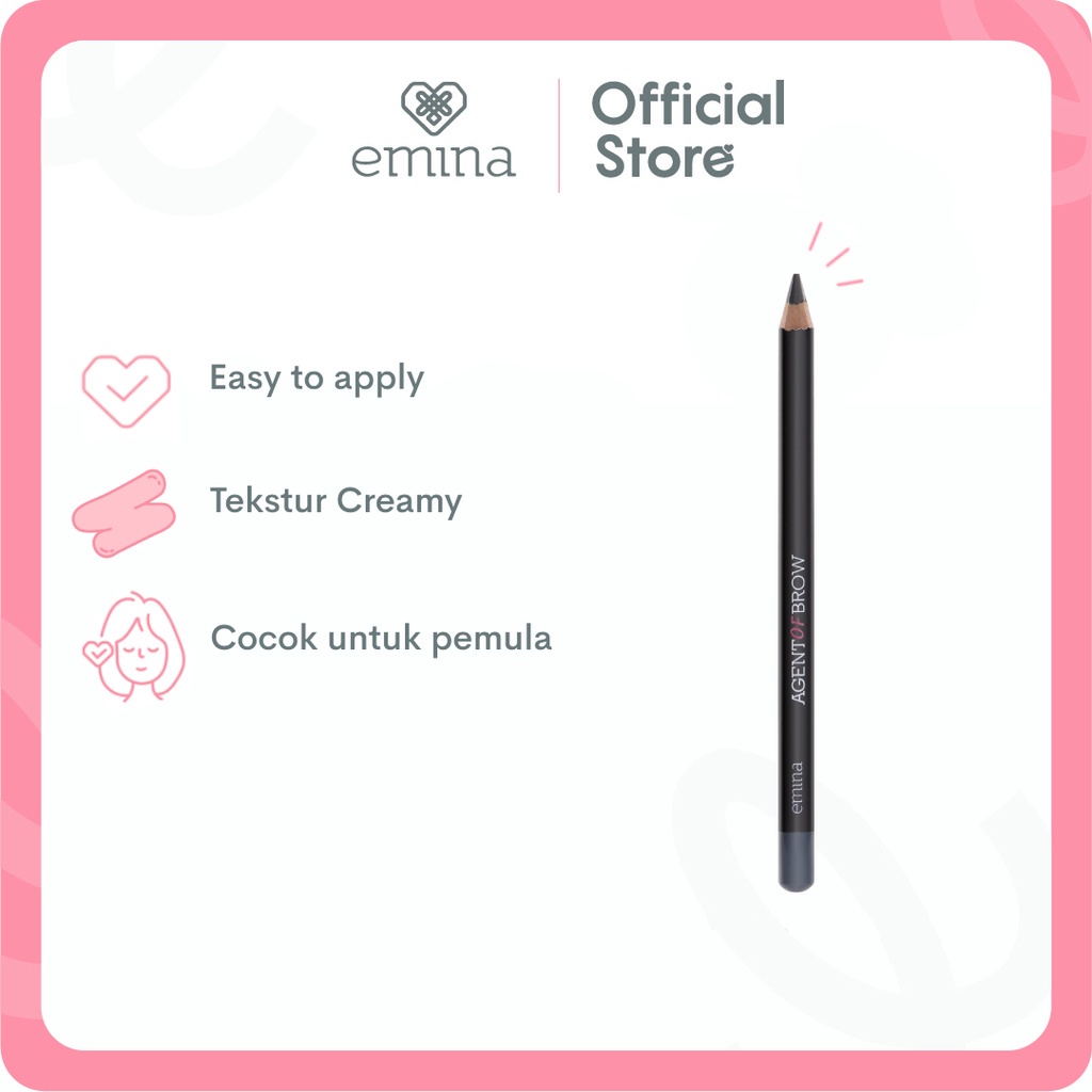 Emina Agent of Brow 1.2 g - Pensil Alis Tekstur Creamy, Pigmented, Mudah Digunakan