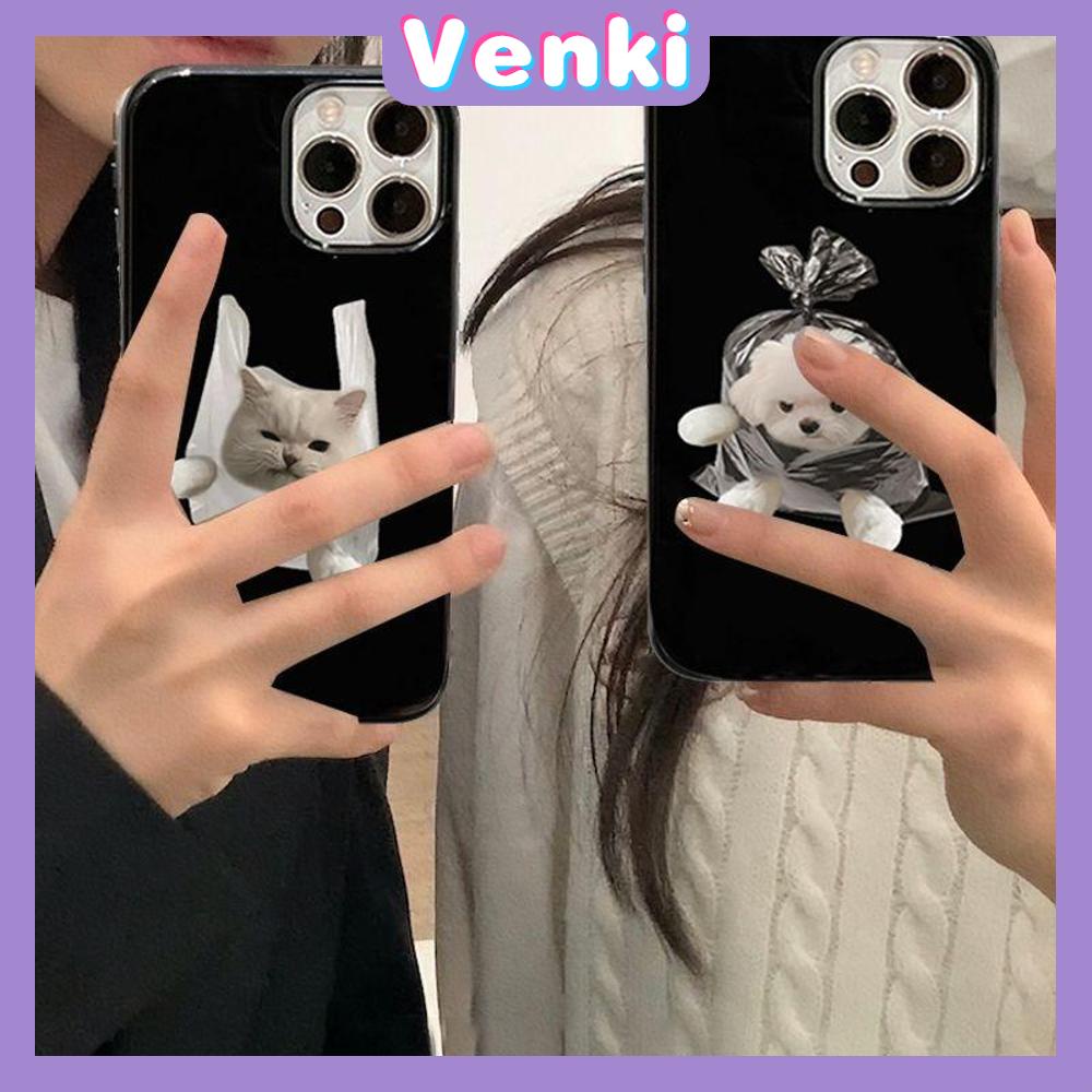 iPhone Case Soft TPU Glossy Black Candy Case Cute Cartoon Cat and Dog Camera Protection Shockproof For iPhone 14 13 12 11 Pro Max 7 8 Plus X XR
