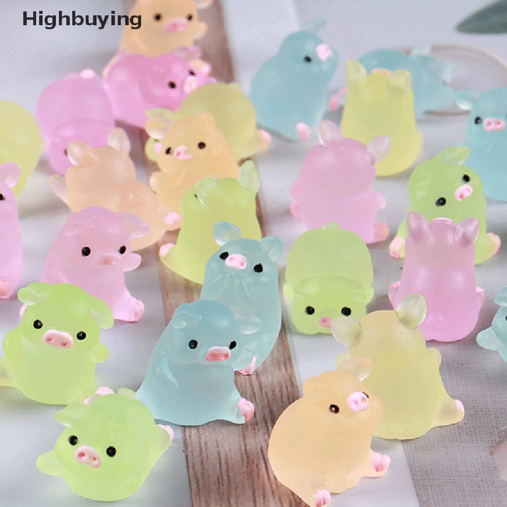 Hbid 10pcs Menyala Warna-Warni Lucu Piggy Scrapbook Ponsel Dekorasi DIY Kerajinan Tangan Resin Aksesoris Glory