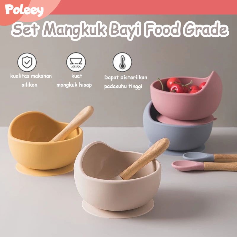 Bayi Set Alat Makan SET SILICONE BOWL + SPOON / Silicon Set Alat Mpasi Peralatan Makan Peralatan Makan Anak BPA Free