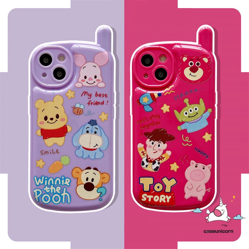 Casing Kompatibel Untuk iPhone XR 7plus 11 13 14 12 Pro Max7 8 Plus X XS MAX SE 2020 Toy Story Lucu Strawberry Bear Manyo Glossy Kepribadian Retro Bentuk Telepon Soft Tpu Creative Case