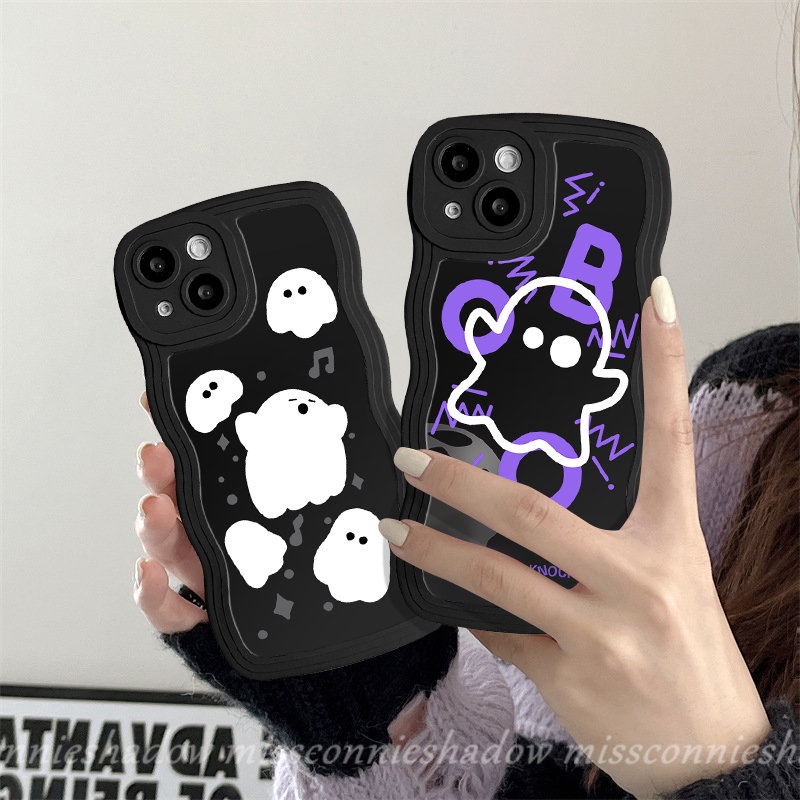 Vivo Y20 Y02 Y11 Y21 Y15s Y17 Y35 Y16 Y22 Y12s Y33s Y15 Y02s Y22s Y15A Y12i Y50 V20 V25E Y30 Y91C Y12 Y93 Y91 V25 V21 Y21s Kartun Hantu Monster Kecil Lucu Lembut Bergelombang Edge Case