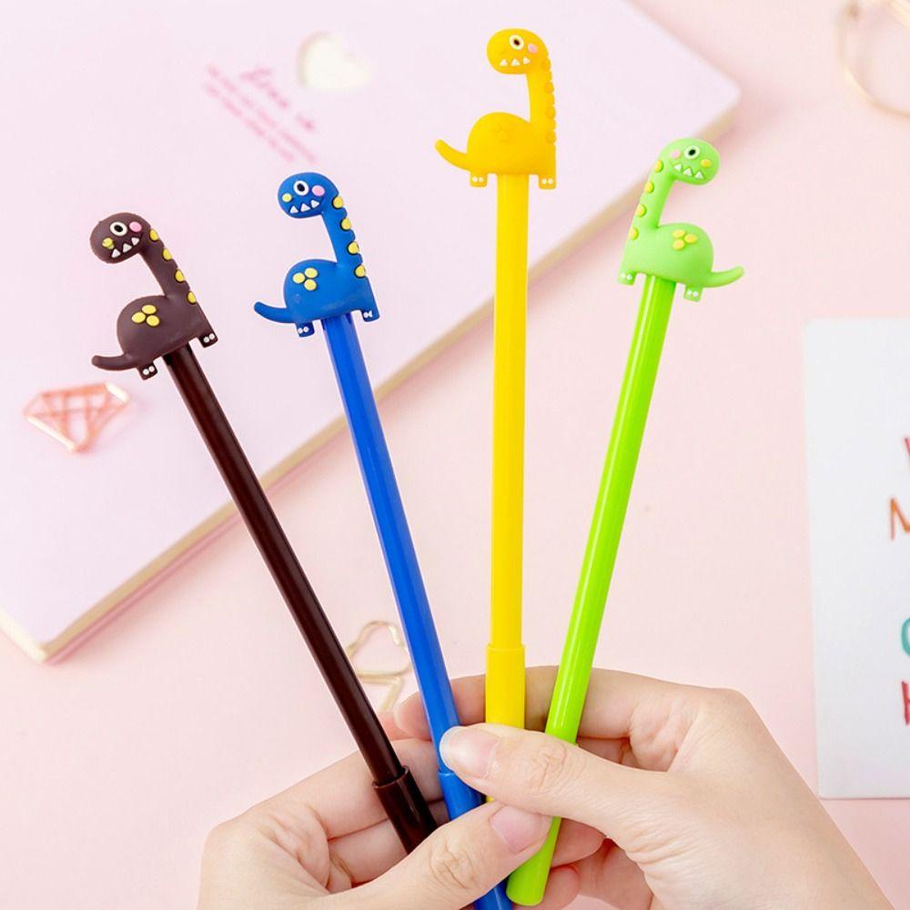 [Elegan] 0.5mm Gel Pen Kreatif Kawaii Tinta Hitam Siswa Tutul Dinosaurus Siging Pena Tulisan