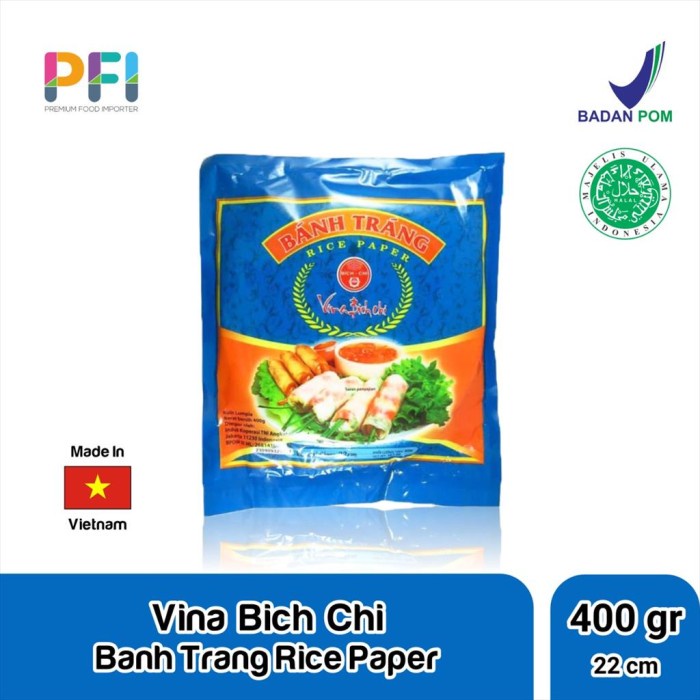 

[Saos&Dressing] VINA BICH CHI BANH TRANG RICE PAPERS BLUE 22CM 400G