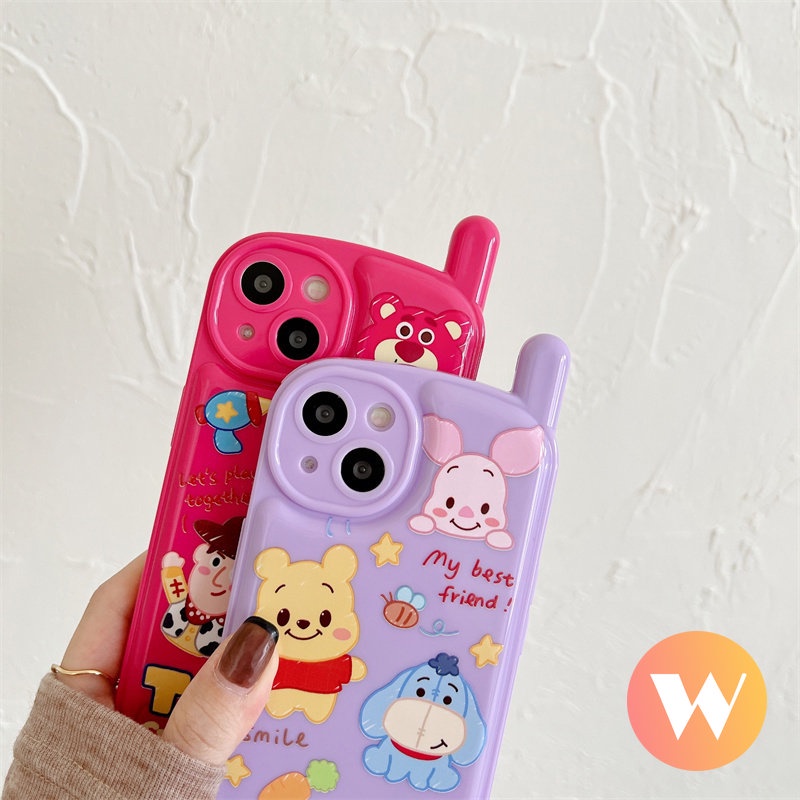 IPHONE Kartun Toy Story Cute Winnie The Pooh Case Kompatibel Untuk Iphone7 8 Plus XR 11 14 12 13 Pro Max X XS Max SE 2020 Lovely Manyo Retro Kepribadian Bentuk Ponsel Seluler Soft Cover