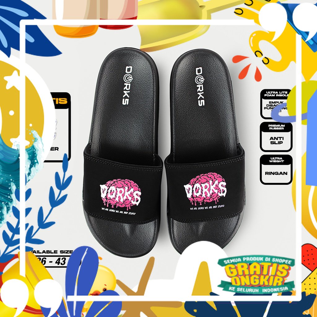 Dorks - Brain | Sandal Slop | Sandal Slide | Sandal Slide Pria | Sandal Wanita | Sandal Murah | Sand