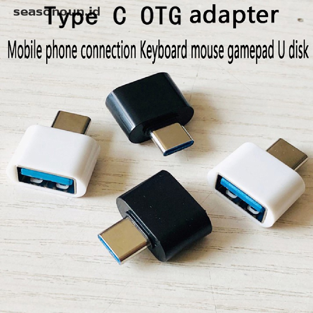 Seasonoun 10pc Konektor Konverter Adapter OTG Handphone Mini Tipe-C Male to USB Female.