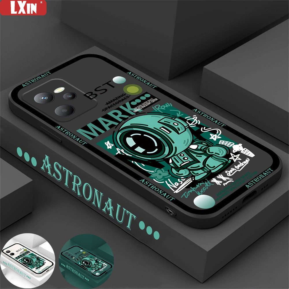 Case Baru Realme C55 C53 C35 C33 C31 C30 C21Y C25Y C21 Realme10 C11 C25 C15 C12 C3 C2 Realme 8i 8 pro 5 5i 6i C17 Green Series Astronot Lembut Silikon Casing Cover