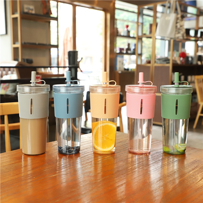 Gelas minum kopi dengan sedotan tumbler mug dengan sedotan