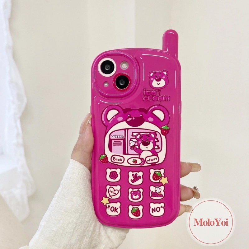 IPHONE Kartun Lucu Strawberry Bear Manyo Case Kompatibel Untuk Iphone14 11 13 12 Pro MAX XR 7Plus 8Plus 78 Plus X XS MAX Kepribadian Retro Kreatif Bentuk Ponsel Seluler Soft Phone Cover