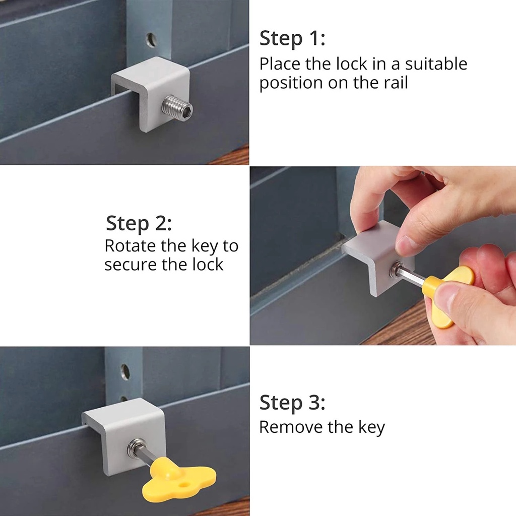 ღ Dapat Disesuaikan Window Lock Stopper Non Pukulan Keselamatan Anak Kunci Sliding Pintu Windows Pembatas Anti-Theft Door Perlindungan Kunci alat Rumah Tangga Kunci