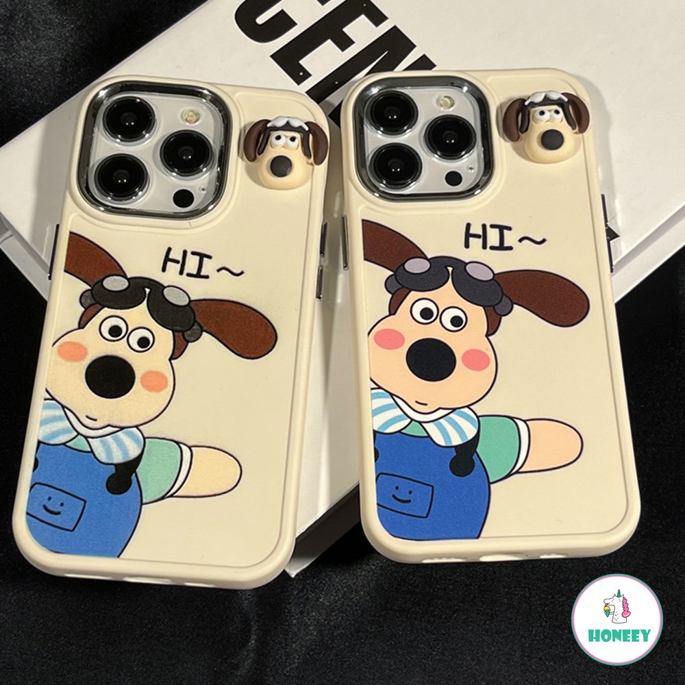 IPHONE Ucapan Lucu Kartun Anjing Case Kompatibel Untuk Iphone11 12 13 14 Pro Max Soft Case Logam Cair Silikon Penutup Pelindung