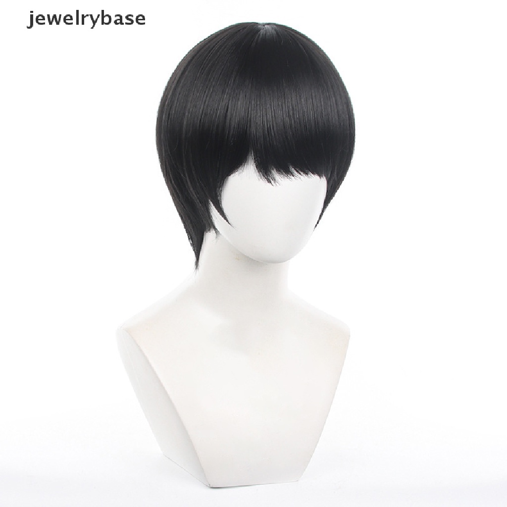 [jewelrybase] Anime Chain Man Yoshida Hirofumi Cosplay Wig Pendek Hitam Tahan Panas Sintetis Pesta Halloween Wig Butik