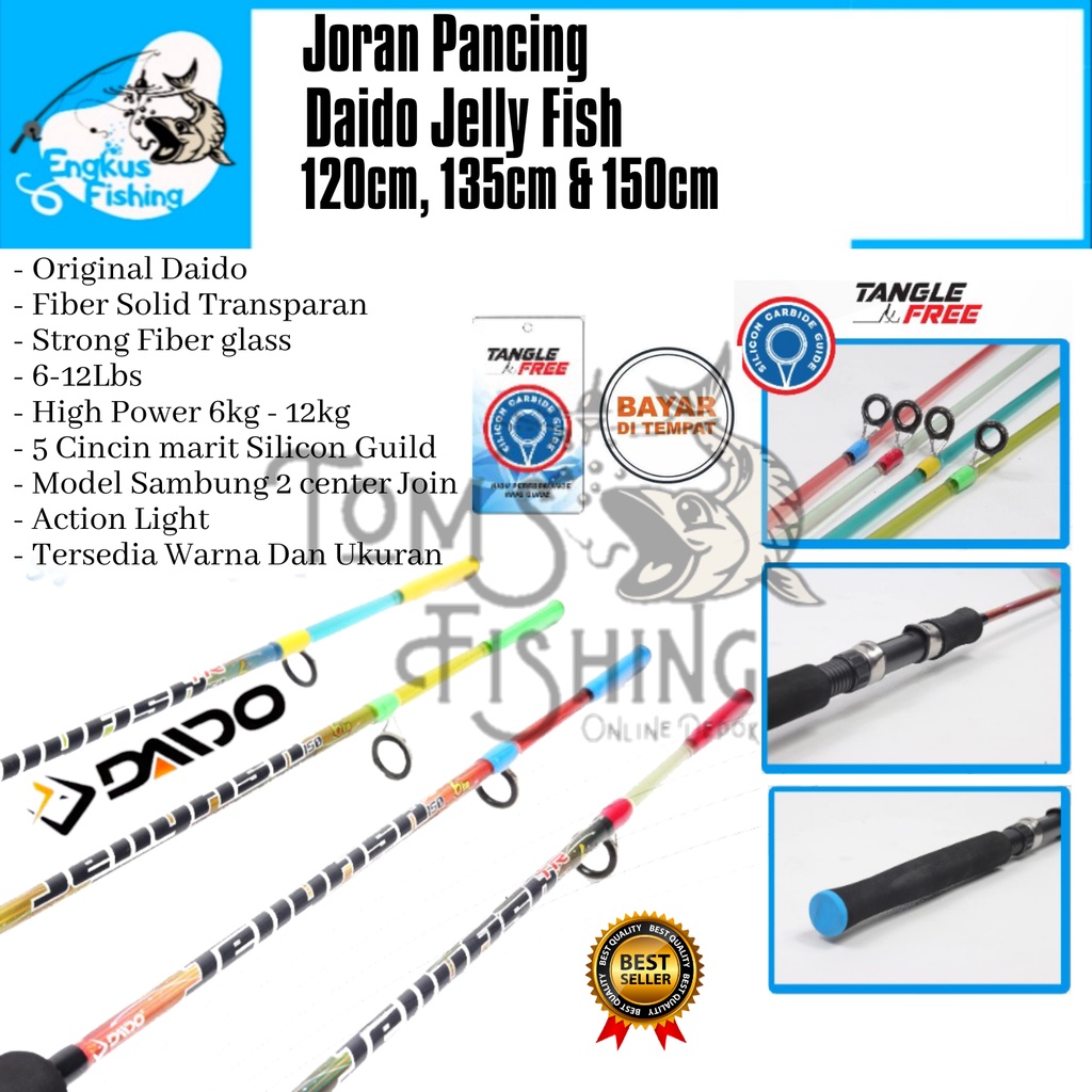 Joran Pancing Daido Jelly Fish 120cm - 150cm Transparan (6-12lbs) Fiber Solid Murah - Engkus Fishing