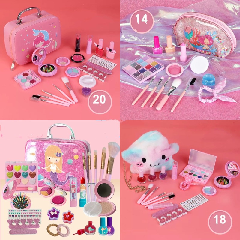 Mainan Make up set Bag/Children pretend plays make up kit set /Mainan make up anak perempuan Kosmetik Fashion Portabel Kado Ulang Tahun Cewek Set Make Up Lengk