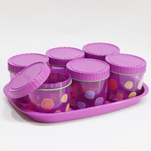 GOS -Z201- Toples 6pcs + Nampan - Toples Kue Lebaran - Toples 1 Set Nampan - Toples Plastik Serbaguna