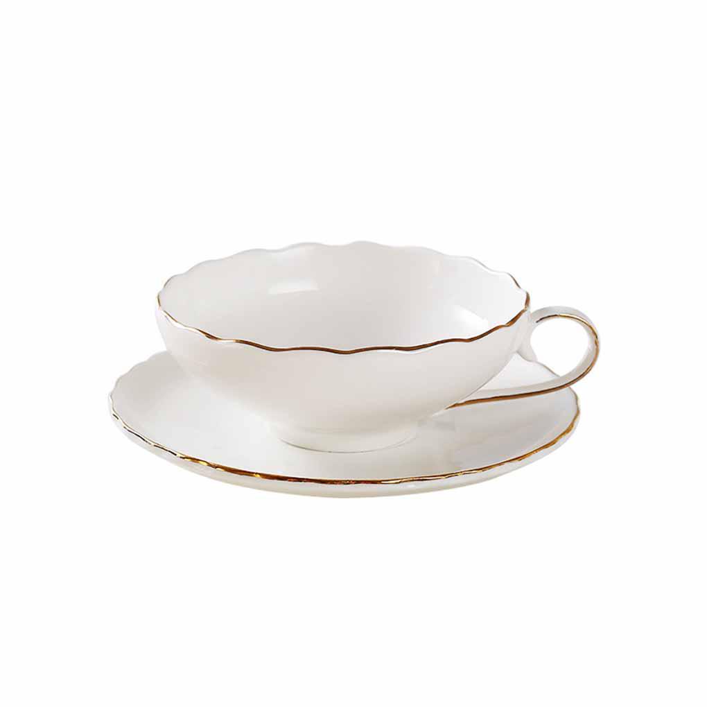 Retro Bone Keramik Rumah Peralatan Minum Hadiah Siang Tea Cup Saucer Set Cangkir Kopi Pesta Kantor Teatime Teacup