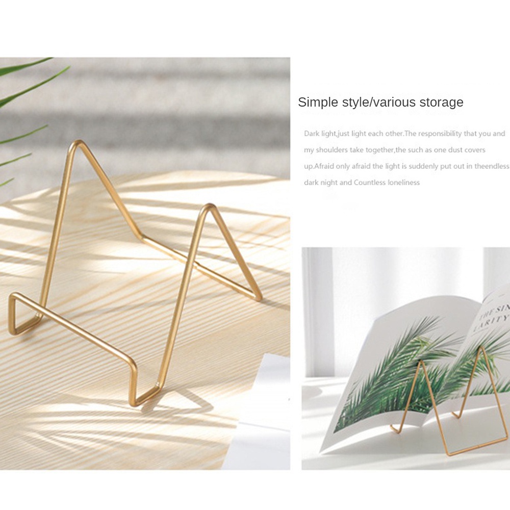 ღ Nordic Desktop Penempatan Berdiri Geometris Besi Rak Ponsel Pesan Surat Kabar Koleksi Penyimpanan Rak Piring Rak Display Majalah Display rak