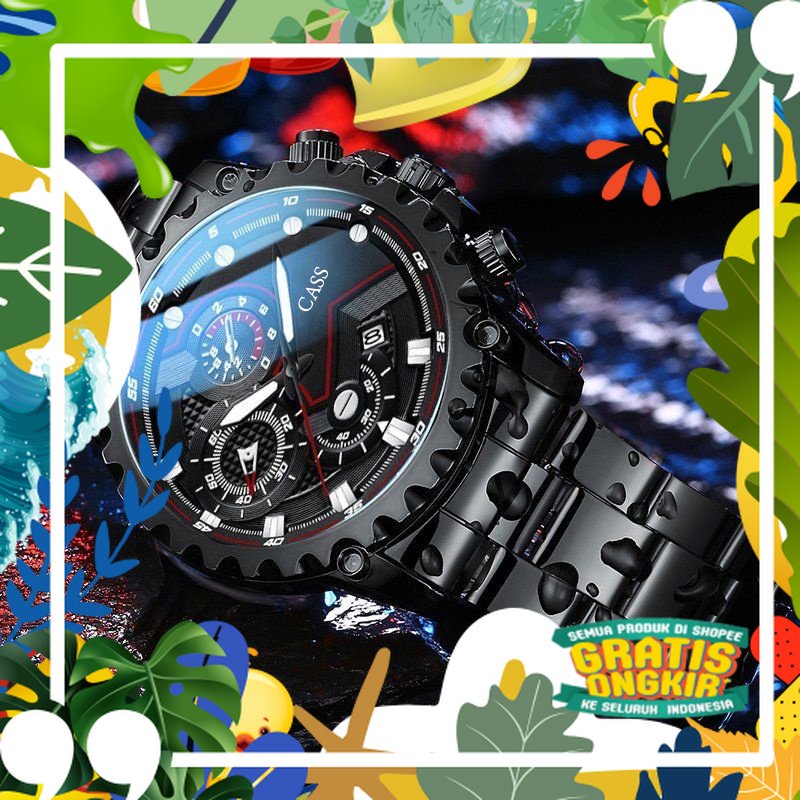 Kuning putih / JAM TANGAN PRIA DEWASA ANTI AIR MEN FASHION WATCH KALENDER BISNIS RANTAI STAINLEES ST