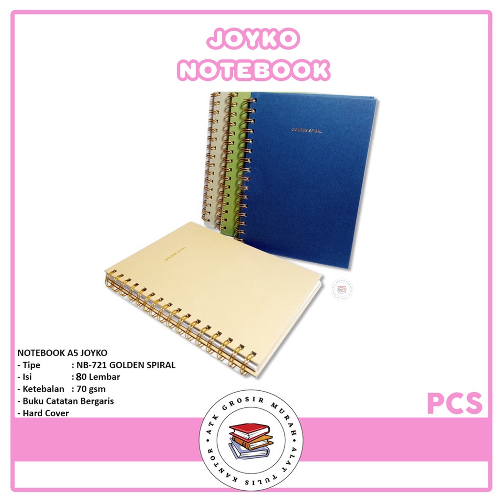 

JOYKO - NOTE BOOK NB-721 - Buku catatan A5 - Golden Spiral - Pcs