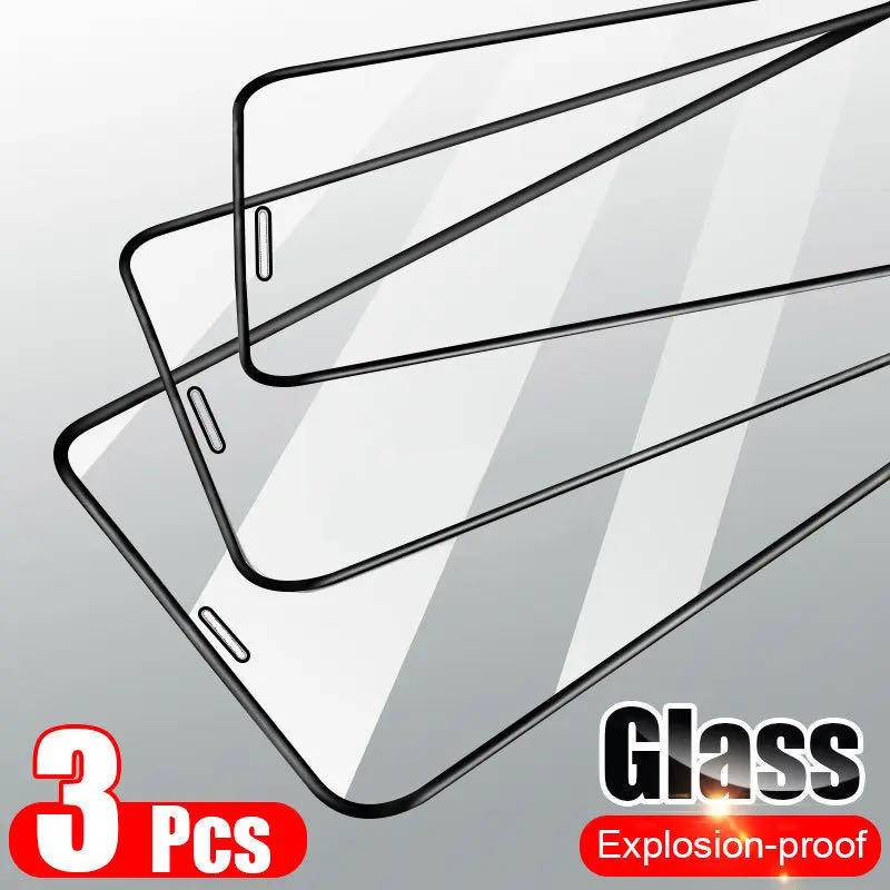 3pcs Tempered Glass Untuk Iphone14 13 12 11 Pro MAX Plus Mini Pelindung Layar Untuk iPhone X XS MAX XR 78 6 6S Plus SE 2022 2020 14Plus 13Mini 12Mini Full Cover Kaca