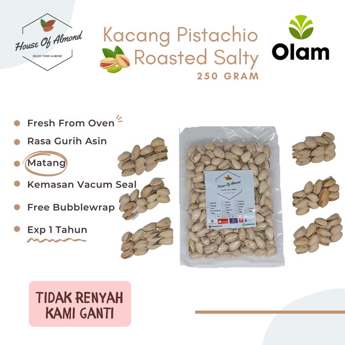 

Best Seller Kacang Pistachio Roasted 250gr salty (matang)