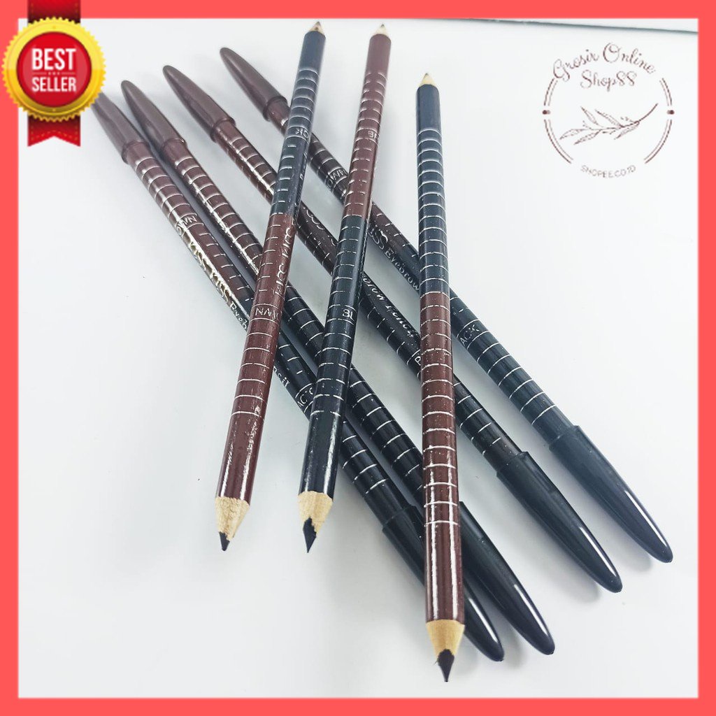 GOS -D413- Pensil Alis 2in1 - 2 in 1 Eyebrow Beauty Brown Black - Pensil Alis