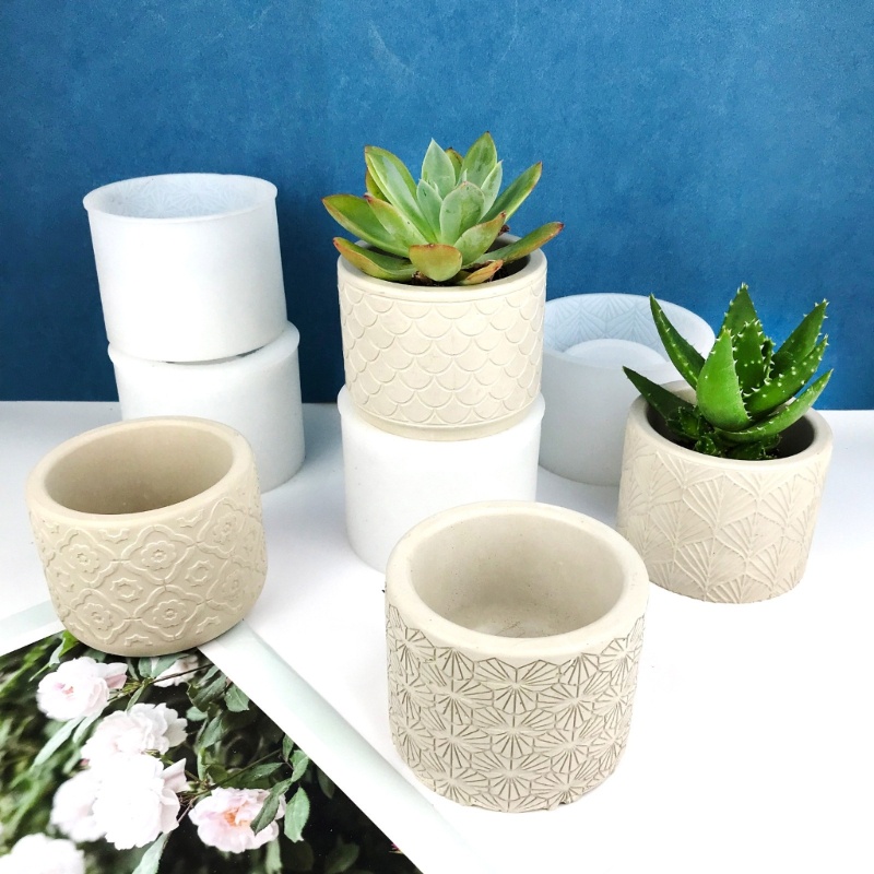 Siy Silinder Pot Bunga Cetakan Silikon Plester Succulent Planter Mold Lucu Concrete Cement Mold Untuk DIY Tempat Pulpen, Rumah D