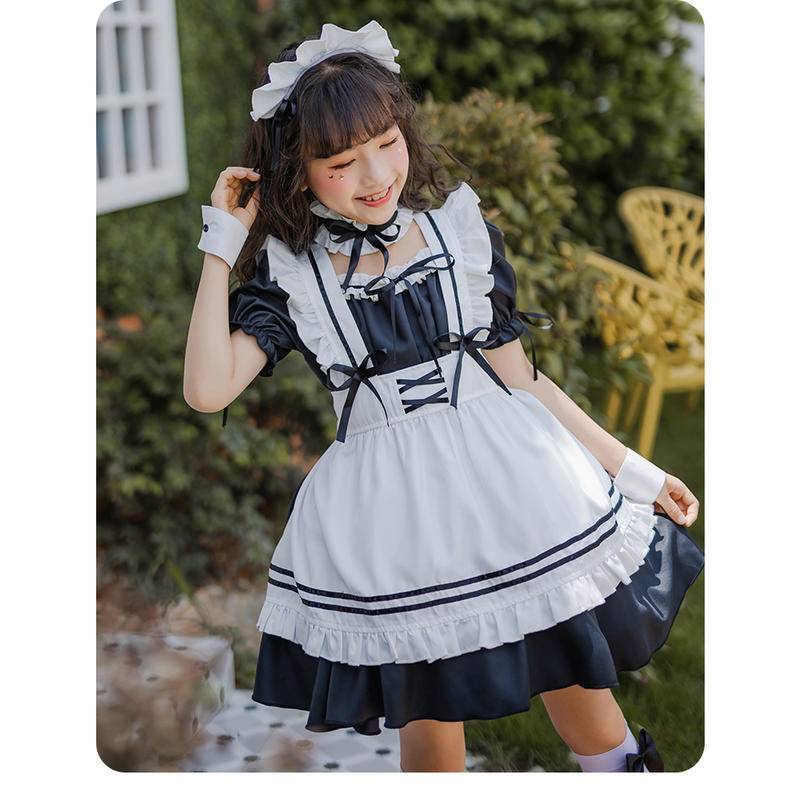 【Wetrose】Ready Stock Cute Soft Girl Anak Cewek Gadis Muda Japanese Lolita Maid Costume Cosplay Anime Dress Suit Set