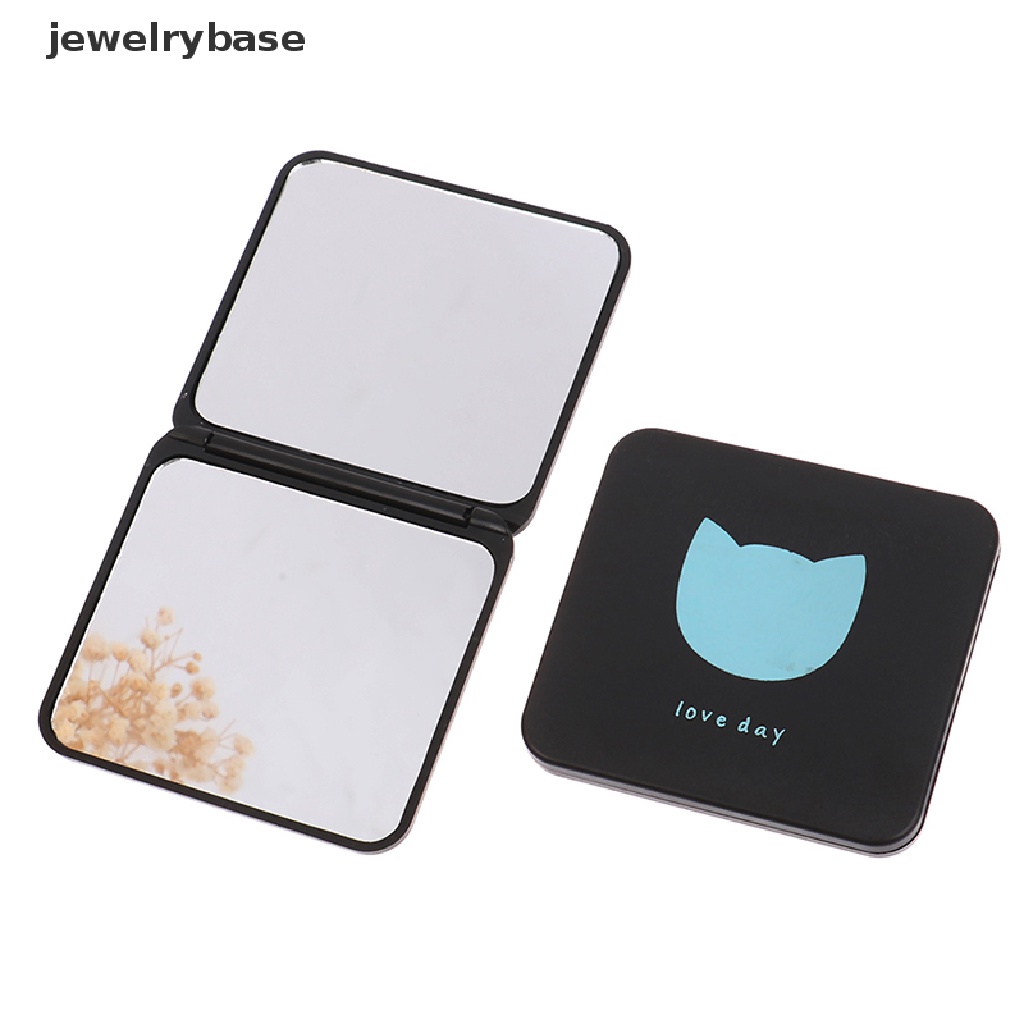 [jewelrybase] 1pc Cermin Rias Mini Tangan Portabel Cermin Kompak Dua Sisi Butik Lipat