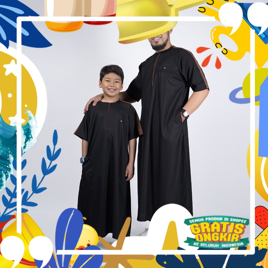 Motif polkadot / Jubah Gamis Pria Couple Ayah dan Anak | Baju Muslim Jubah Laki Laki Dewasa dan Anak