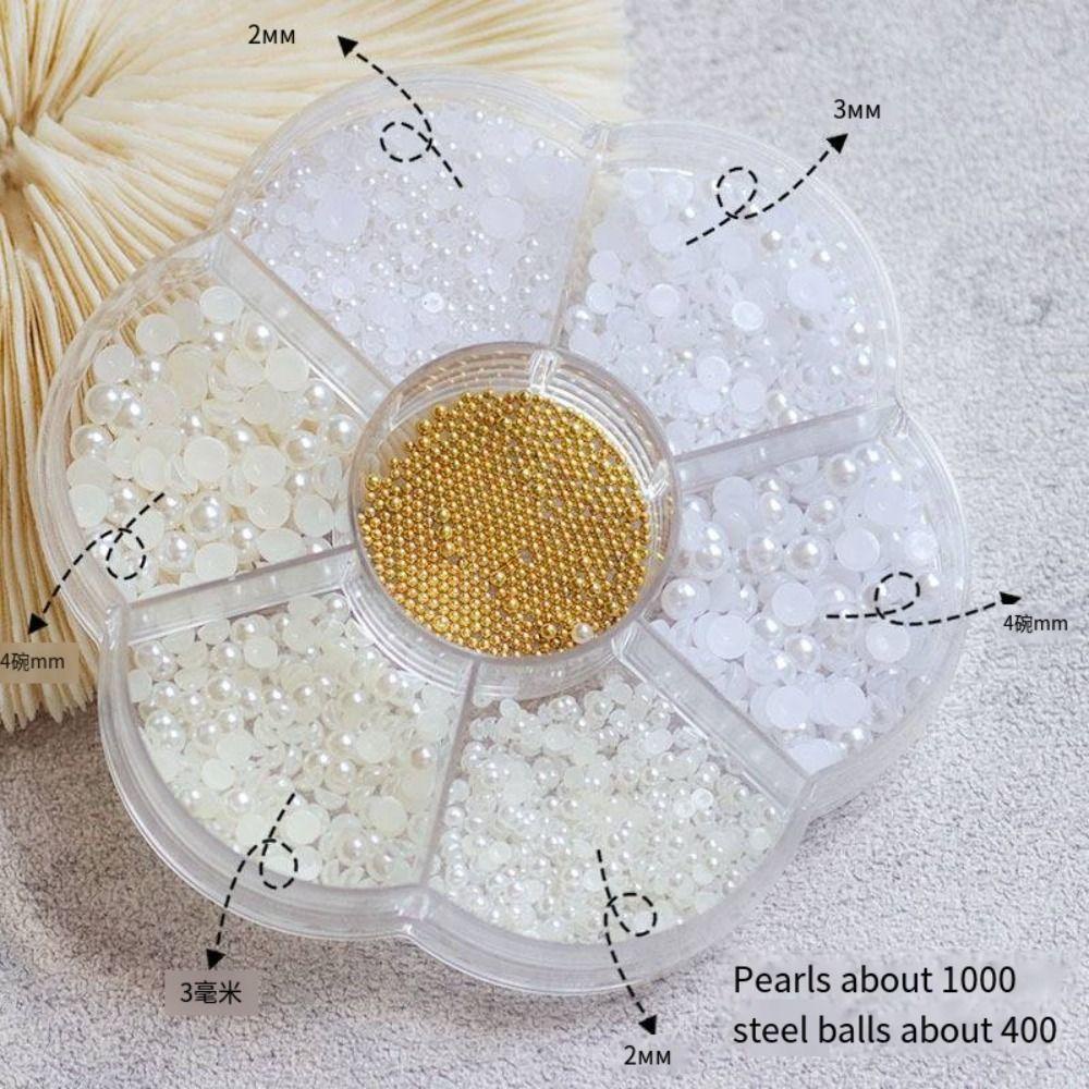 Mxbeauty Nail Art Decals 3D DIY Putih Murni Creamy White Salon Kecantikan Manicure Supply Kuku Mutiara Pesona Berlian Imitasi Ornamen