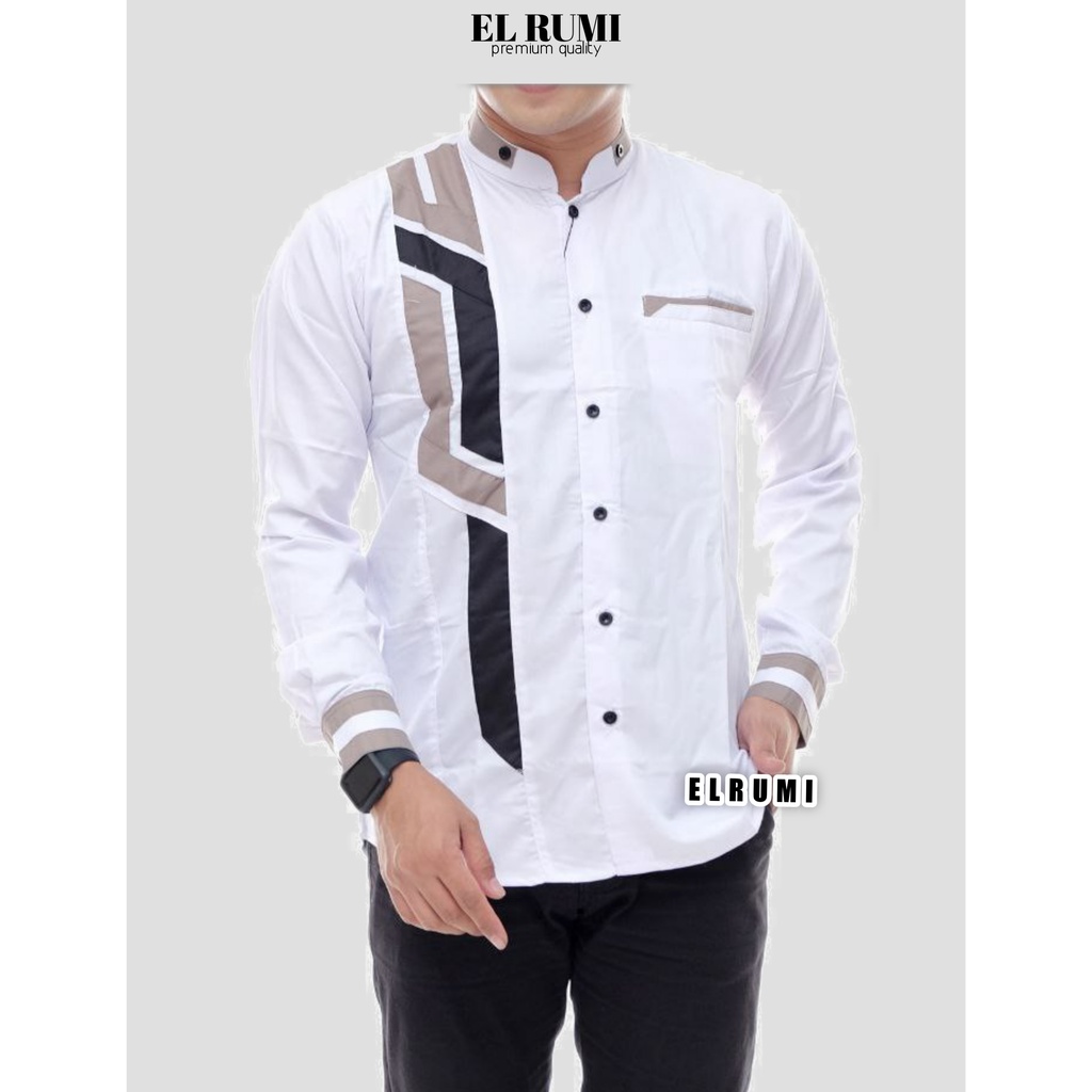 Koko Putih Lengan Panjang Koko Kombinasi Batik Koko El Rumi Terbaru 2020 Busana Muslim Pria Koko Hilwa Koko Gus Azmi Koko Hadroh Baju Koko Pria Kombinasi Batik Kemeja Muslim Baju Koko Masa Kemeja Koko Pria sinergi