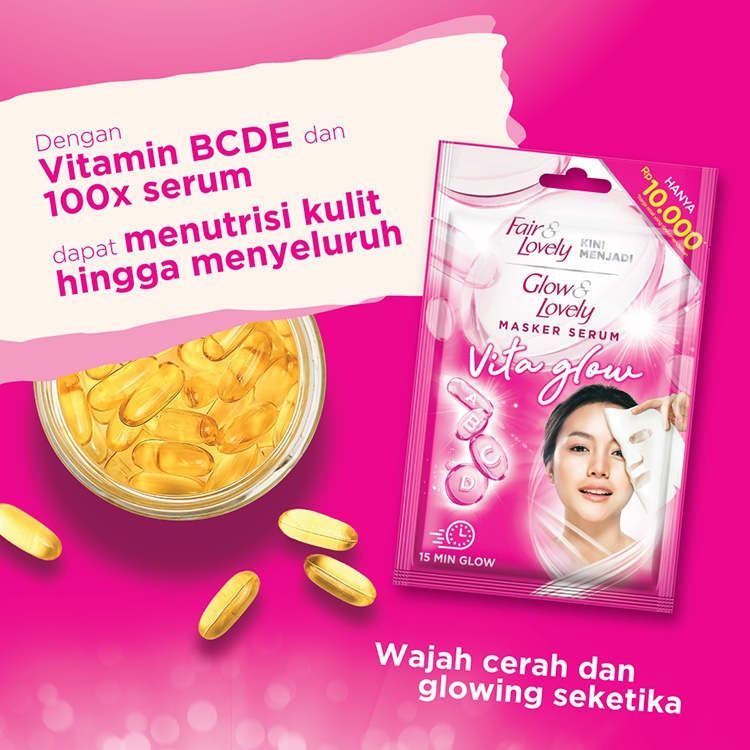 Glow &amp; Lovely Multivitamin Serum Sheet Mask Masker Pencerah Wajah Sheet Mask Glowing 20G