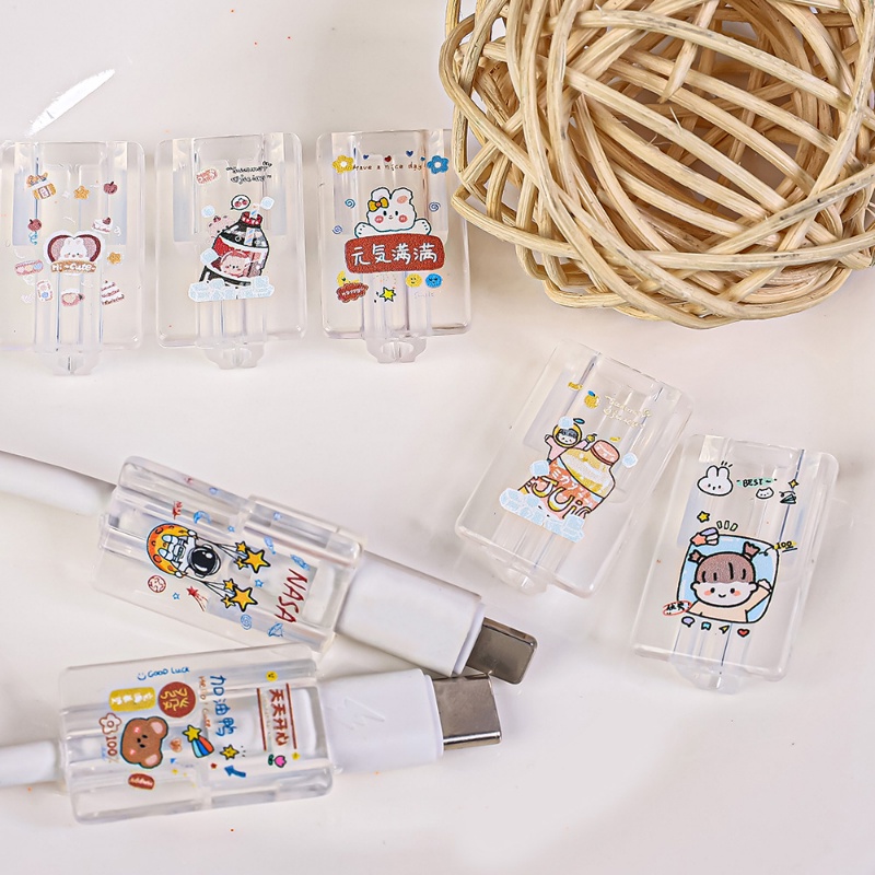 1pc Kartun Penutup Kabel Data Line Cord Protector/Case Pelindung Kabel Cas Anti Retak Anti Kusut Untuk IPhone