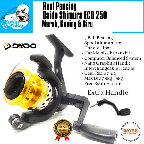 Reel Pancing Daido New Simura Eco 250 GRATIS Handle (5 Bearing) Spool Alumunium Murah - Engkus Fishing