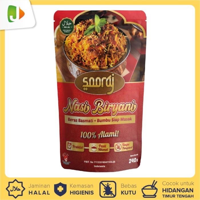 

Terlaris ✨ -Sooraj Nasi Biryani Instant 240gr Beras Basmati+Bumbu Siap Masak-HALAL- 2.2.23