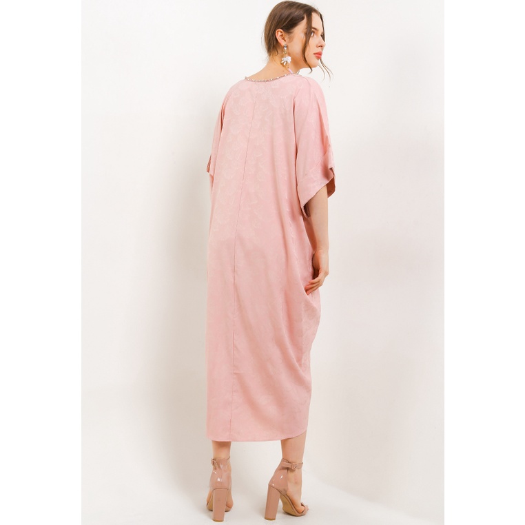 ICONS EMBELLISHED TWIST JACQUARD SILK KAFTAN WANITA MODREN TNIC0649BB