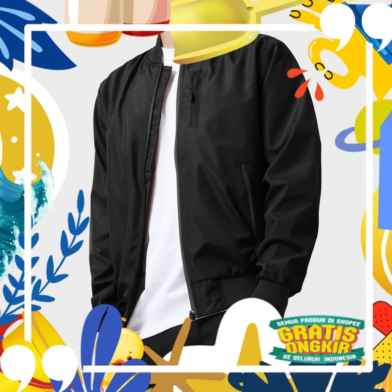 Crush Jaket Bomber Pria Hitam / Bomber Jacket Premium Taslan/ merah putih biru polos