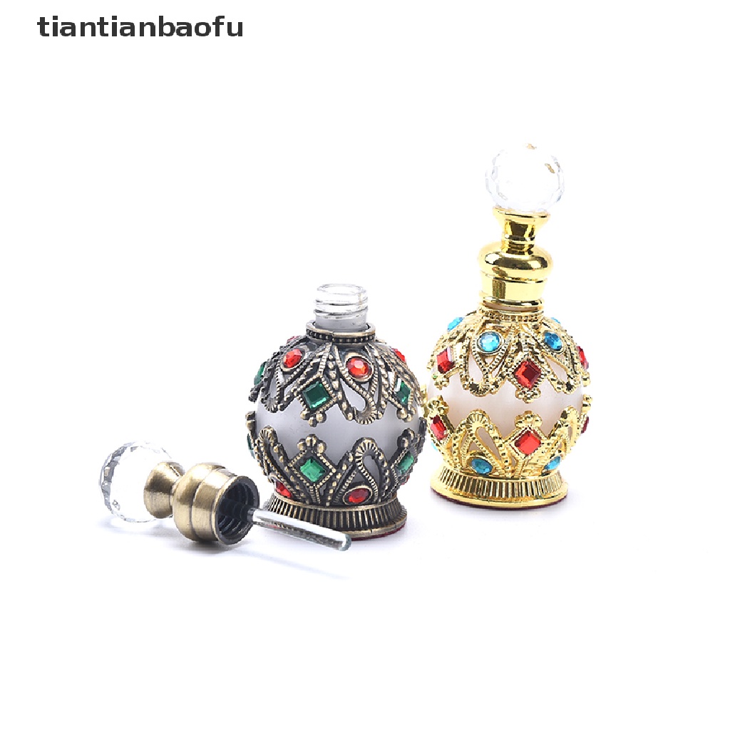 [tiantianbaofu] 1x Vintage Metal Bottle Arabian Style Botol Kosong Isi Ulang Wadah Butik