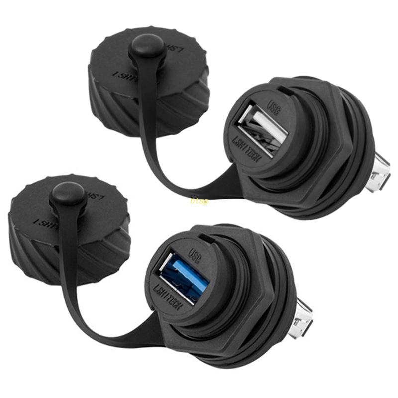 Btsg USB 2.0 3.0 Female Socket Plug Panel Mount Adapter Konektor Langsung Tahan Air Dengan Tutup