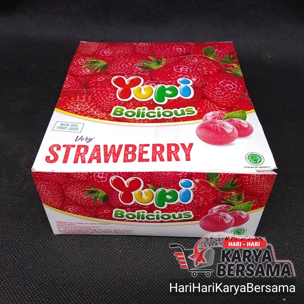 

PERMEN YUPI VERY STRAWBERRY BOLICIOUS ISI 24'S X 5GR-PER BOX