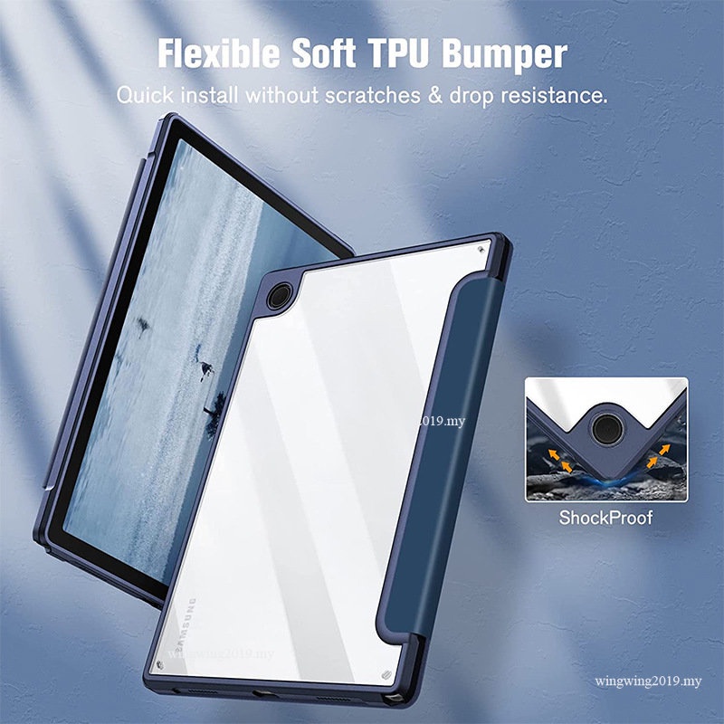 Untuk Samsung Galaxy Tab A8 Tablet Case Pelindung 10.5-inci Smart Sleep Silicone SM-X200 Acrylic205 Case Transparan