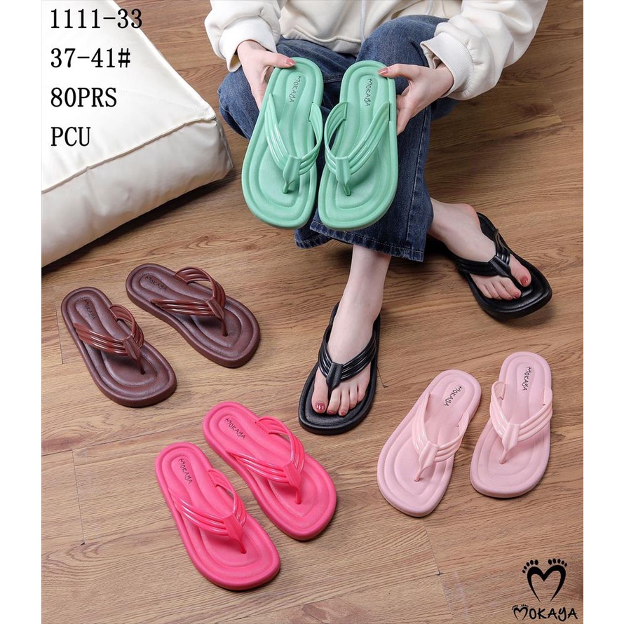 Sandal Jepit Jelly Wanita Tali Sambung 3 Polos Super Simple Elegant Trendy Import Mokaya / Size 37-41 (1111-33)