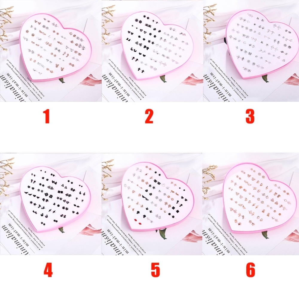 36pasang/kotak Sederhana Anting Pejantan Set Plastik Hypoallergenic Anting Telinga Manset Wanita Perhiasan Hadiah SWET HEART JEWELRY