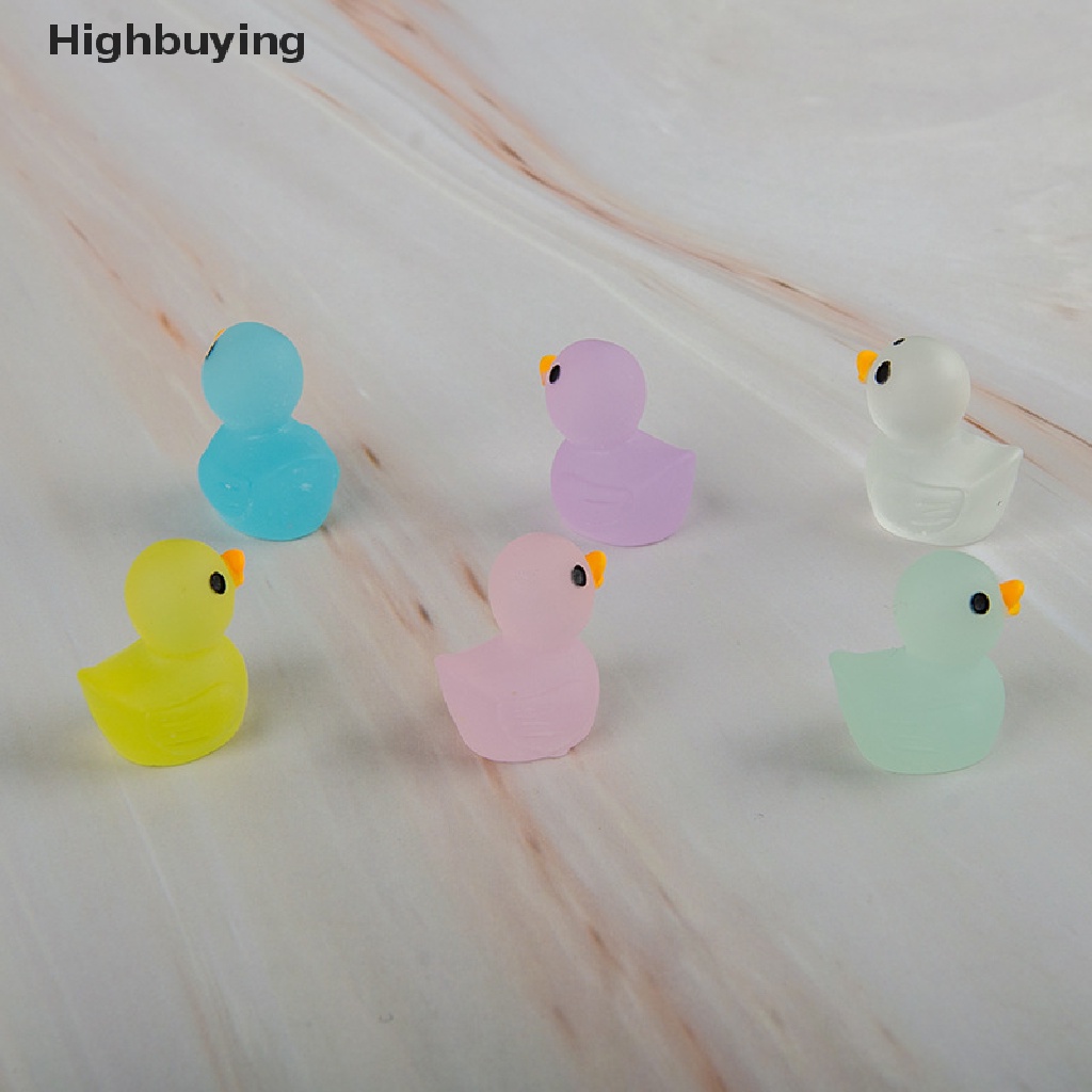 Hbid 10pcs Resin Bercahaya Patung Bebek Mini Glow in the dark Hewan Miniatur Peri Taman Aksesoris Rumah Dekorasi Meja Glory